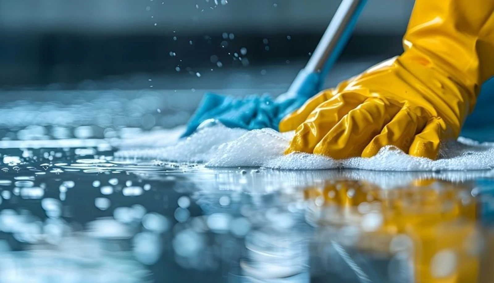 Professional cleaner mopping a floor during a recurring house cleaning visit