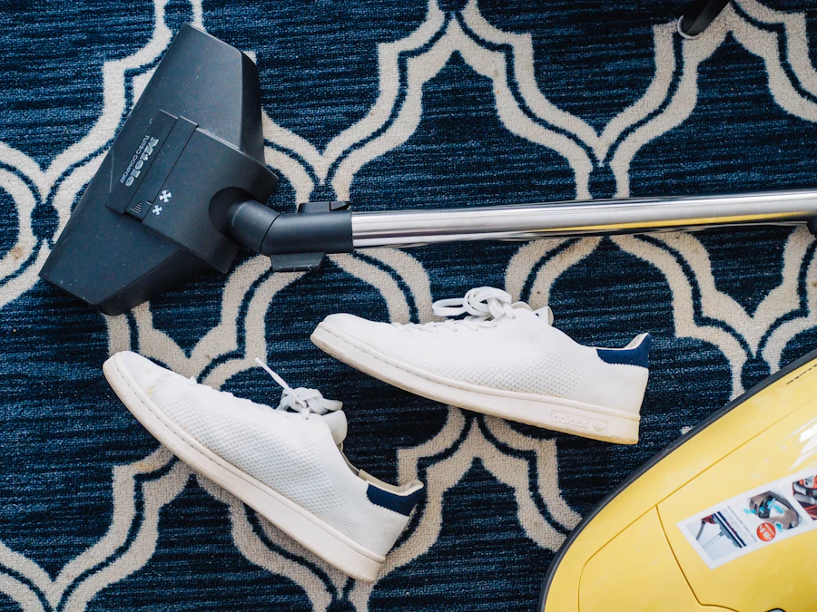 Vacuum cleaner set up for a home cleaning session